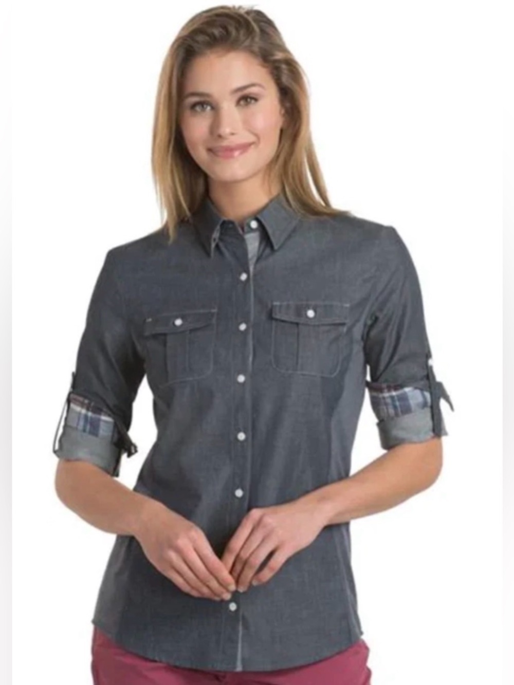 Kuhl Women’s Kiley Long Sleeve Button Down Shirt in Charcoal